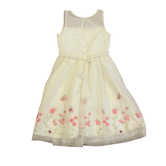 Jona Michelle Girl’s Sleeveless Dress Size 12 Yellow with Embroidered Flowers - Picture 10 of 12
